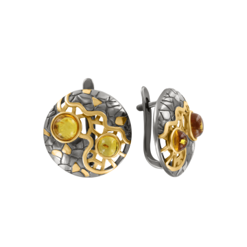 Ohrringe aus Silber 925° Rotgold vergoldet mit Bernstein 