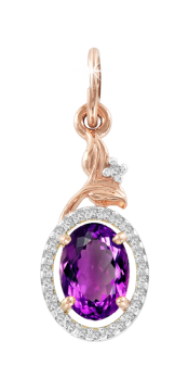 Anhänger aus Rotgold 585° mit Zirkonia, Amethyst 
