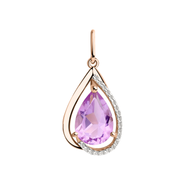 Anhänger aus Rotgold 585° mit Amethyst, Zirkonia 