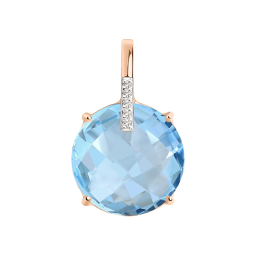 Pendant in red gold of 585 assay value with blue topaz, zirconia 