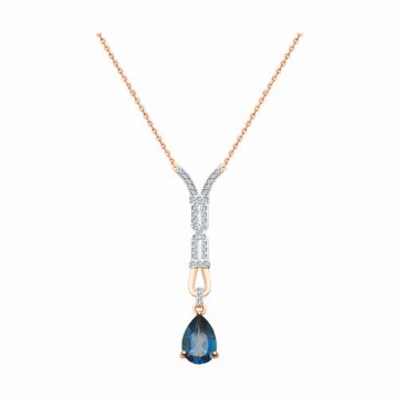 Collier aus Rotgold 585°/ Zirkonia, mit London Topas 