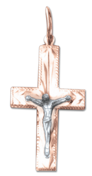 Cross from red gold of 585 assay value 
