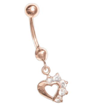 Пирсинг для пупка из красного Золота 585 пробы с Фианитом 
