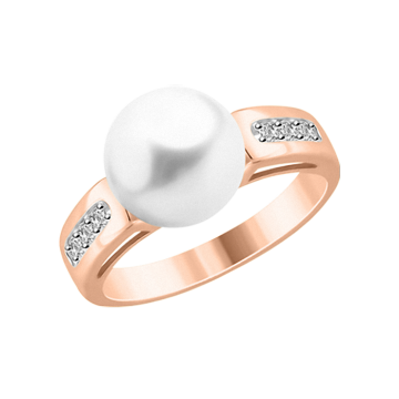 Damenring aus Rotgold 585° mit Brillanten, echte Perle 