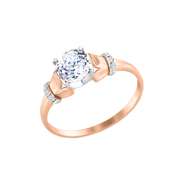 Кольцо из красного золота с кристаллами Swarovski и фианитами 