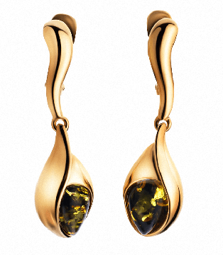 Gold-plated silver earrings with amber 