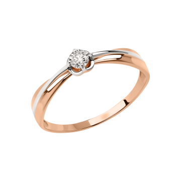 Кольцо из красного золота с кристаллами Сваровски 