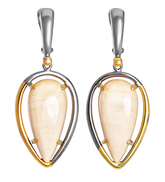 Gold-plated silver earrings with real mammoth Tusk 