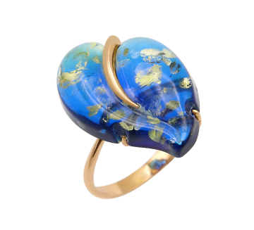 Vergoldete Damen-ring aus 925er Silber mit Bernstein 