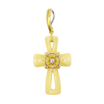 Anhänger aus Silber 925° Rotgold vergoldet mit Bernstein und Zirkonia 