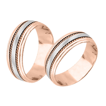 Обручальное кольцо в красном с белым золоте 585 пробы 