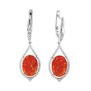 Ohrringe aus 925er Sterling Silber  mit Opal HTS und Zirkonia 