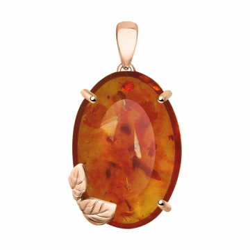 Gold-plated silver pendant with amber 
