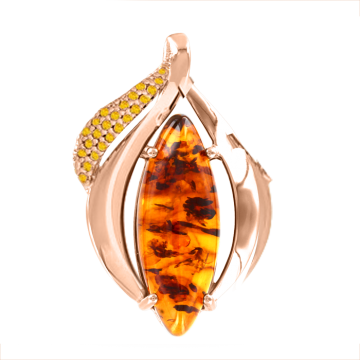 Подвеска серебряная 925 пробы позолоченная с янтарем 