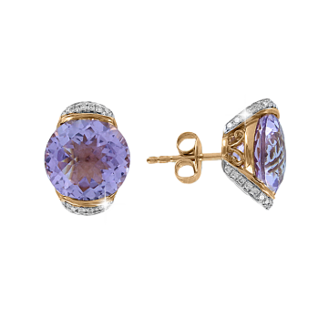 Ohrringe aus Rotgold 750° mit Brillanten und Amethyst 