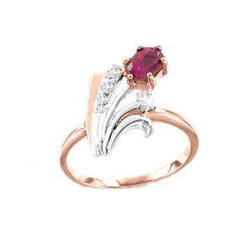 Damenring aus Rot/ Weißgold 585° mit Turmalin, Brillanten 