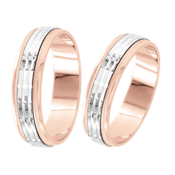 Обручальное кольцо в красном с белым золоте 585 пробы 