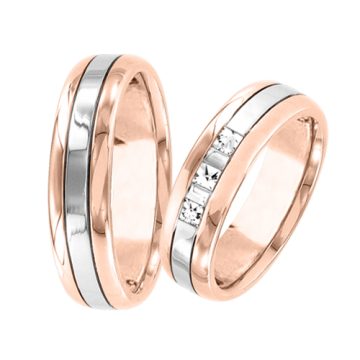 Trauring aus Rot/ Weißgold 585° mit Brillanten 