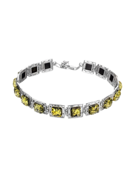 Wunderschönes Silberarmband 'Ithaka' mit grünem Bernstein 