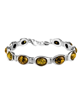 Elegantes Armband mit grünem Bernstein 