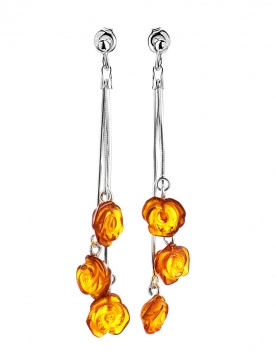 925er Sterling Silber Ohrringe mit Bernstein 