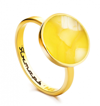 Gold-plated silver and rhodium ring with amber 