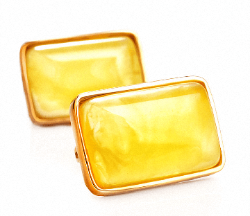 Серебряные серьги 925 пробы с янтарем покрытые красным золотом 