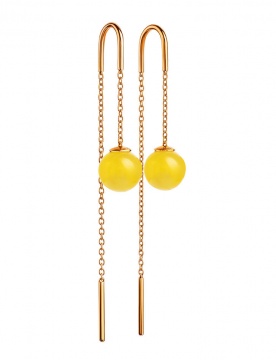 Серебряные серьги 925 пробы. Вставка: Янтарь 