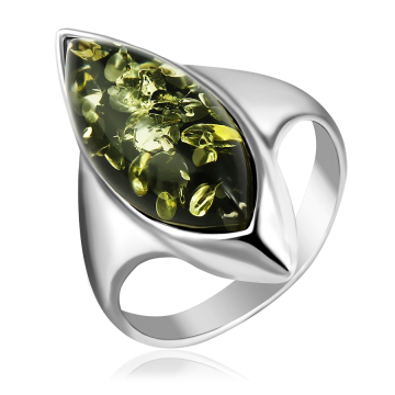 Damenring 925er Sterlingsilber mit Bernstein 