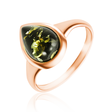 Vergoldete Damen-ring aus 925er Silber mit Bernstein 