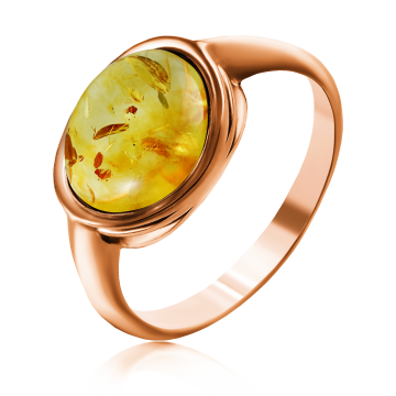 Vergoldete Damen-ring aus 925er Silber mit Bernstein 