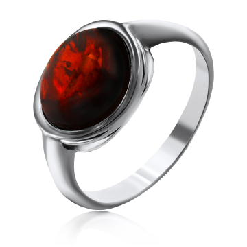 Damenring 925er Sterlingsilber mit Bernstein 