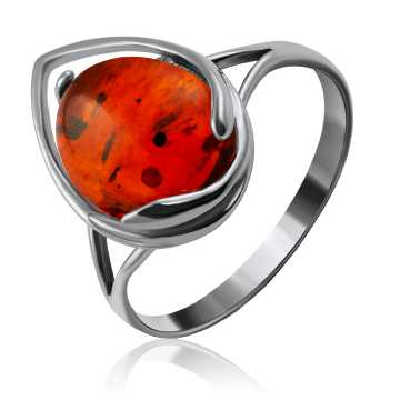 Damenring 925er Sterlingsilber mit Bernstein 