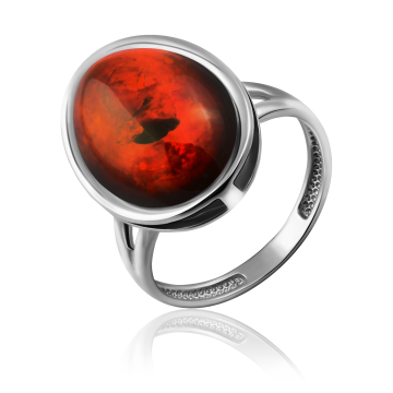 Damenring 925er Sterlingsilber mit Bernstein 