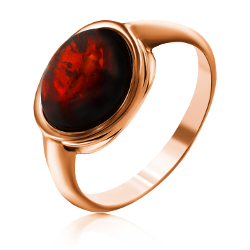 Vergoldete Damen-ring aus 925er Silber mit Bernstein 