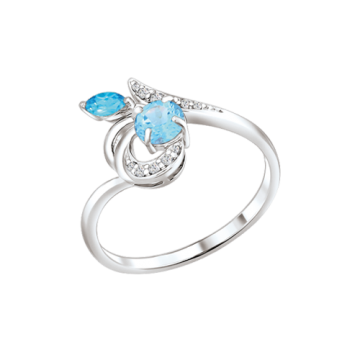 Damen-ring aus 925er Silber mit blau Topas, Zirkonia 