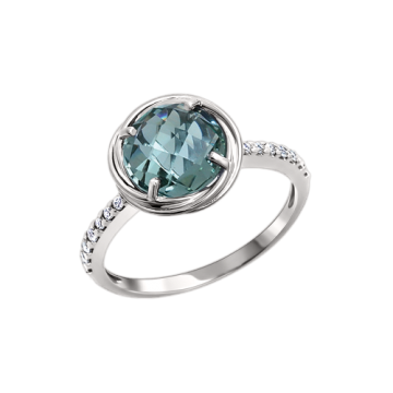 Damenring aus 925er Sterling Silber mit Quarz und Zirkonia 