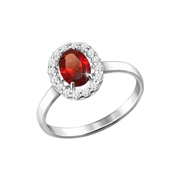 Damenring aus 925er Sterling Silber mit Granat, Zirkonia 