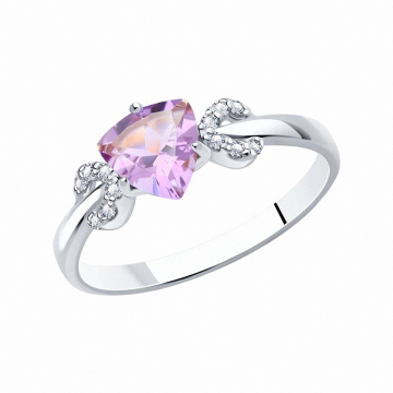 Damenring aus 925er Silber mit Zirkonia  und Amethyst 