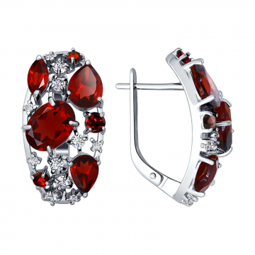 Ohrringe aus 925er Sterling Silber mit Granat, Zirkonia 