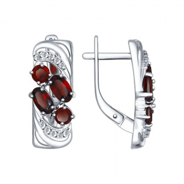 Ohrringe aus 925er Sterling Silber mit Granat, Zirkonia 