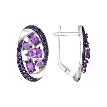 Ohrhänger aus 925er Sterling Silber mit Amethyst, Zirkonia 