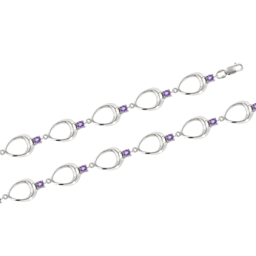 Браслет серебряный 925-ой пробы. Вставка: аметисты 