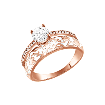 Vergoldete Damen-ring aus 925er Silber mit Zirkonia, Emaille 