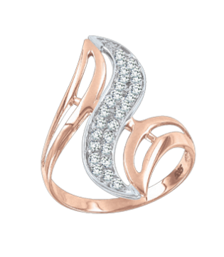 Кольцо из красного Золота 585 пробы с Фианитами 