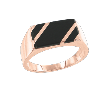 Herrenring aus Rotgold 585° mit Onyx 