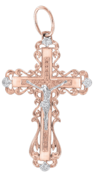 Cross from red gold of 585 assay value 
