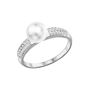 Damen-ring aus 925er Sterling Silber mit Perle, Zirkonia 