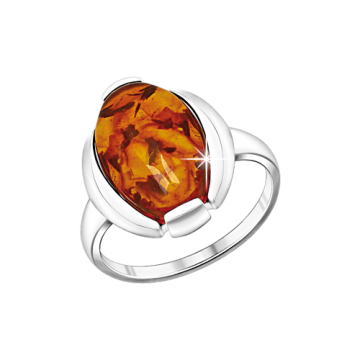 Damenring 925er Sterlingsilber mit Bernstein 