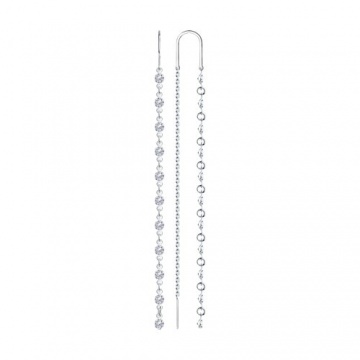 Ohrhänger als Durchzieher aus 925er Sterling Silber mit Zirkonia 